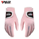 PGM One Pair Golf Microfiber Cloth Soft Comfortable Gloves for Children (Color:Pink Size:14)