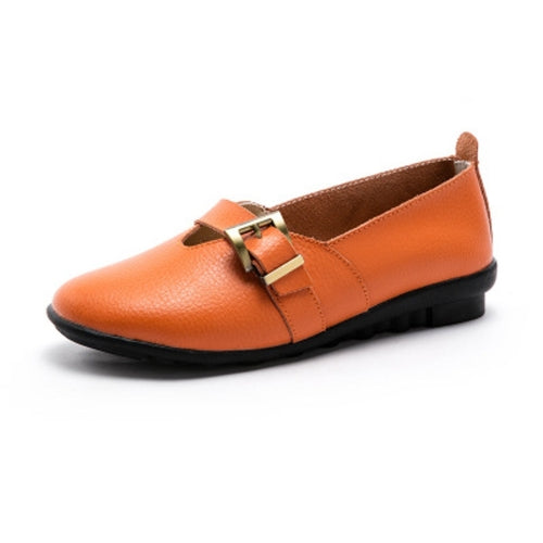 Buckle Wild Comfortable Casual Peas Shoes for Women (Color:Orange Size:44)