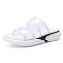 Lightweight Casual Non-slip Wear-resistant Transparent Jelly Simple Slippers Sandals for Women (Color:White Size:37)