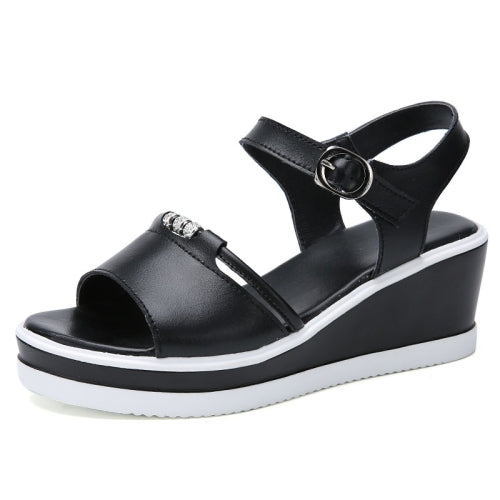 Increased Thick Bottom Non-slip Wear-resistant Casual Sandals for Women (Color:Black Size:37)