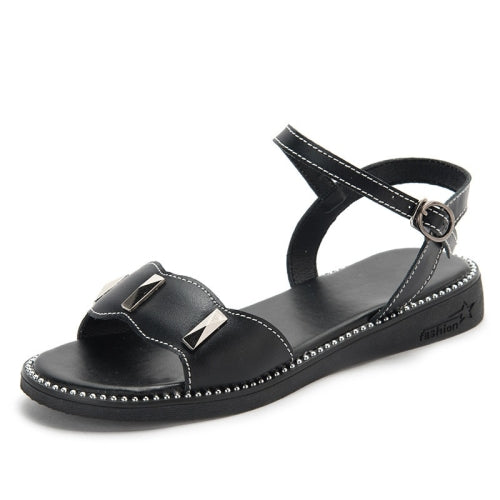 Simple Casual Wild Non-slip Wear Resistant Beach Sandals for Women (Color:Black Size:40)