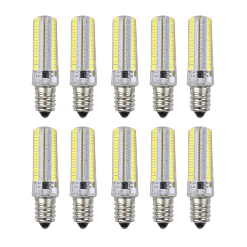 10 PCS E12 7W 152 LEDs 3014 SMD 600-700 LM Cold White Dimmable Silicone LED Corn Bulbs, AC 220V