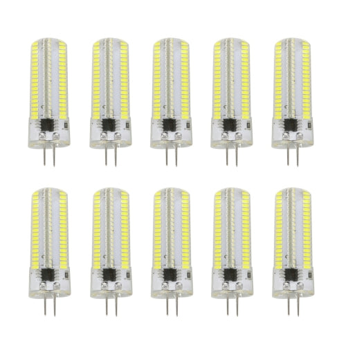 10 PCS G4 7W 152 LEDs 3014 SMD 600-700 LM Cold White Dimmable Silicone LED Corn Bulbs, AC 220V