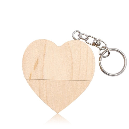 MicroDrive 32GB USB 2.0 Wood Couple Heart Shape U Disk(Wood Color)