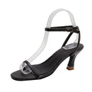 Simple Wild Stiletto Open Toe Sandals for Women (Color:Black Size:35)