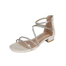 Fashion Open Toe Thick Bottom Bright Diamond Sandals for Women (Color:Beige Size:39)