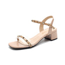 Fashion Wild Rivet Sandals for Women (Color:Apricot Size:36)