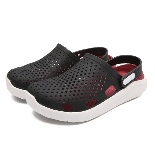 Couple Soft and Comfortable Lightweight Two-wear Hole Shoes (Color:Black Size:42)