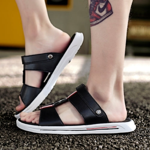 Comfortable Breathable Non-slip Wear-resistant Two-wear Beach Sandals Slippers for Men (Color:Black Size:39)