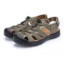 Youth Trend Solid Color Flat Head Sandals for Men (Color:Khaki Size:44)