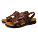 Youth Trend Casual First Layer Cowhide Beach Sandals for Men (Color:Brown Size:44)