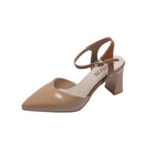 Buckle Thick Bottom Non-slip Fashion Wild Shoes for Women (Color:Apricot Size:34)