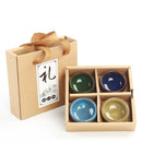 4 PCS Ice Crack Celadon Ceramic Kung Fu Teacup Chinese Drinkware Set with Gift Box