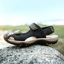 Matte Leather Outdoor Leisure Beach Sandals for Men (Color:Black Size:43)