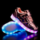 USB Charging LED Light Shoes Comfortable Breathable Casual Shoes(Color:Mirror Pink Size:37)