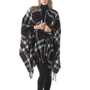 Fashion Classic Split Plaid Shawl Fringed Thickening Imitation Cashmere Cloak (P394)
