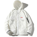 Hooded Loose Casual Coat Embroidery Tooling Jacket for Men (Color:White Size:M)