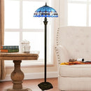YWXLight Mediterranean Vintage Stained Glass Lampshade Dining Room Bedroom Living Room Bedside Floor Lamp (EU Plug)
