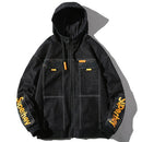 Hooded Casual Letter Print Tooling Denim Jacket for Men (Color:Black Size:M)