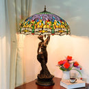 YWXLight Creative Living Room Dining Room Bedroom Large Decorative Exquisite Color Glass Lampshade Table Lamp (EU Plug)