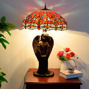 YWXLight Enamel Color Glass Mosaic Lampshade Retro Lighting Table Lamp Living Room Dining Room Bedroom Bar Club Decoration Light (EU Plug)