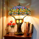 YWXLight Antique Mosaic Glass Lampshade Table Lamp Living Room Bedroom Bar Front Desk Decoration Light (EU Plug)