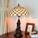 YWXLight Retro Stained Glass Lampshade Table Lamp Living Room Dining Room Bedroom Bedside Light (EU Plug)
