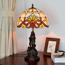 YWXLight Retro Colored Glass Shade Table Lamp Living Room Dining Room Bedroom Bar Bedside Decoration Light (EU Plug)