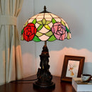 YWXLight Rose Colored Glass Lampshade Table Lamp Living Room Dining Room Bedroom Bedside Counter Light (US Plug)