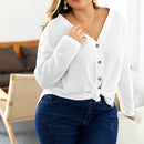 Women Knit Long Sleeve Sweater (Color:White Size:XXL)