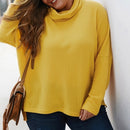 Long Sleeve Shirt Women Sweater (Color:Yellow Size:XXXL)
