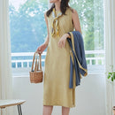 Simple and Temperament Charming Hooded Slimming Knit Dress (Color:Yellow Size:L)