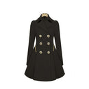 Slim Mid-length Commuter Jacket Trench Coat (Color:Black Size:M)