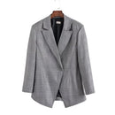 Women Slim Wild Dark Buckle Plaid Fashion Suit