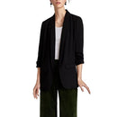 Women Solid Color Buckleless Slim Casual Suit (Color:Black Size:XL)