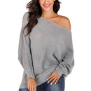 Irregular Bat Sleeve Sweater (Color:Grey Size:L)