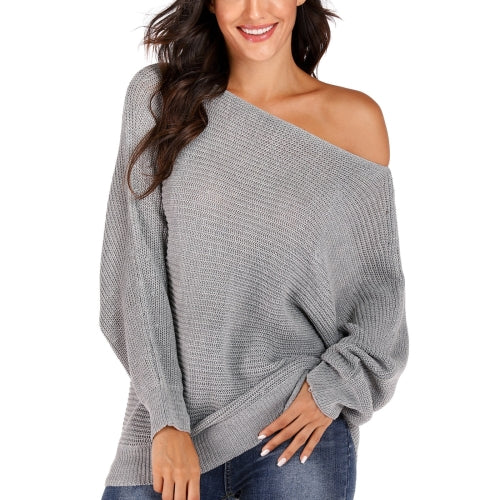 Irregular Bat Sleeve Sweater (Color:Grey Size:L)