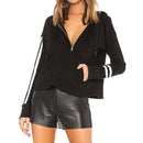 Long-sleeved Hooded Sweater Loose Solid Color Ribbon (Color:Black Size:S)