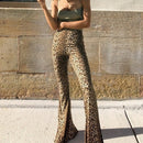 Leopard loose bell-bottoms (Color:Yellow Size:XL)