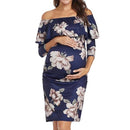 Printed Collar Women Dress For Pregnant Women (Color:Navy Blue Size:XL)