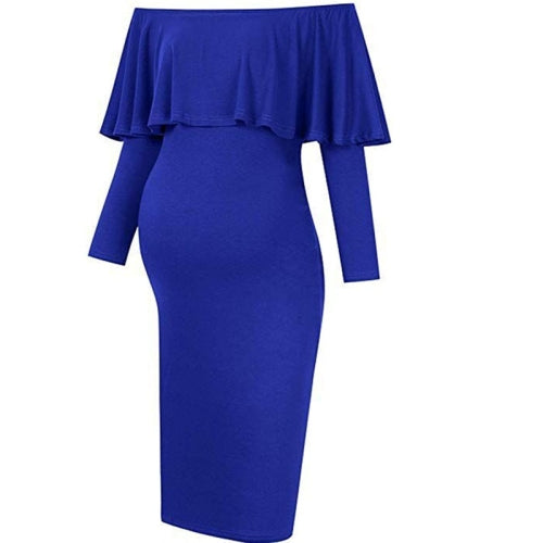 Fashion Collar Pregnant Women Dress (Color:Blue Size:XL)