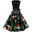 Sleeveless Print Elegant Party Dress (Color:Green Size:XXL)