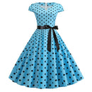 Print Big Swing Dress (Color:Blue Size:M)