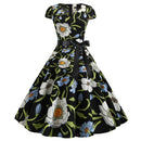 Print Big Swing Dress (Color:Black Size:S)