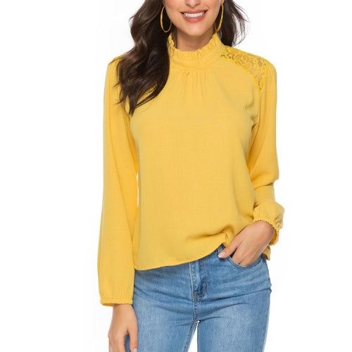 Flower Collar Shirt (Color:Yellow Size:XL)