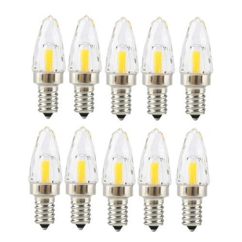 YWXLight 10 PCS E12 4W COB LED Lighting Filament Glass Bulb, AC 110-130V (Cold White)