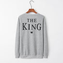 Letter Round Neck Couple Sweatshirt (Color:Grey Size:S-King)