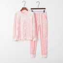Diamond Velvet Casual Sports Women T-Shirt Suit (Color:Pink Size:S)