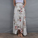 Women Beach Resort Print One-piece Dress Skirts (Color:White Size:XL)