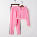 Hooded Sweater Sports Suit (Color:Pink Size:S)